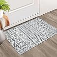 KUTA Moroccan Rugs for Entryway, 2x3 Grey Entryway Rug Non-Slip Washable Small Area Rug, Ultra Soft Vintage Geometric Low-Pile Indoor Door Mat Floor Carpet for Indoor Rugs, Entrance, Kitchen
