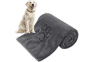 KinHwa Dog Towel Super Absorbent Pet Bath Towel Microfiber Dog Drying Towel for Small, Medium, Large Dogs and Cats 30inch x 50inch Dark-Gray
