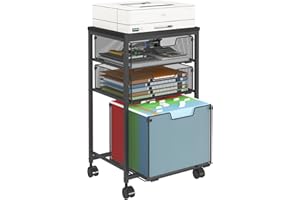 Sbanmao Rolling File Cart with 3 Drawers, Under Desk Storage Mobile Filing Cabinet for Home Office, Hanging File Folders Organizer, Utility Cart with Wheels, Printer Stand, Black