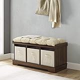 Amazon.com: Winsome Verona Storage Bench, Walnut with Beige Baskets