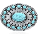 Bolatilt Turquoise Belt Buckle for Men Western Texas Longhorn Bull Rodeo Belt Buckle American Cowboy Chic Gift