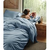 Bedsure PureWoven Cooling Duvet Cover, Ideal for Hot Sleepers, King Size | Cotton Blend Viscose Derived from Bamboo, Breathable &amp; Buttery Soft, Hotel Luxury Bedding Set, Dusty Blue