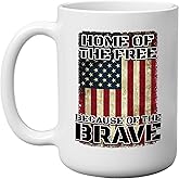 DAJDC Military Veteran Coffee Mug USA Flag Home of The Free Because Of The few Novelty Cup Gift For Marine Navy Army Air Force (Home of Free)