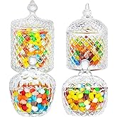 INFTYLE Glass Candy Dish with Lid Set of 4 Crystal Glass Candy Jar Jewelry Box Dappen Dish Cookie Jar for decorative storage gift idea