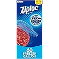Ziploc Freezer Bags, Easy Open Tabs, Gallon, 60 Count
