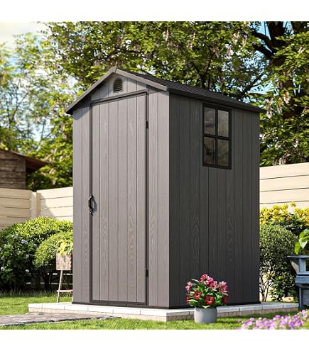 Amazon.com : Patiolife 4 x 4 FT Plastic Shed for Outdoor, Storage