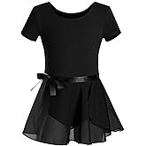 DANSHOW Girls Short Sleeve Leotard with Skirt Kids Dance Ballet Tutu Dresses