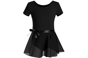 DANSHOW Girls Short Sleeve Leotard with Skirt Kids Dance Ballet Tutu Dresses