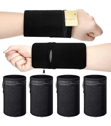 2 Pcs Wrist Wallet,Elastic Running Pouch Key Holder,Wristband Pocket