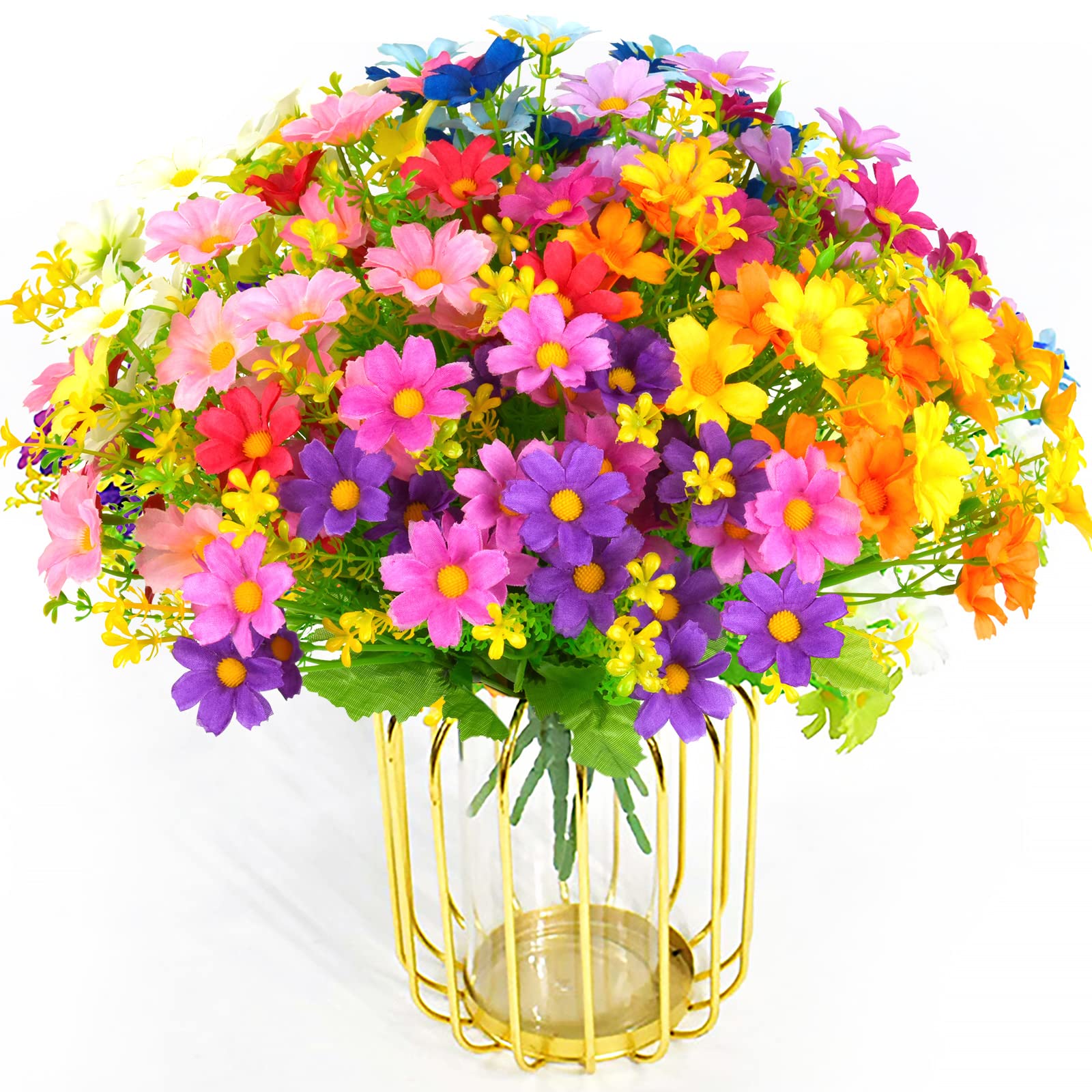 NUZEKY Artificial Flowers, 6 Bundles Fake Flowers, Silk Daisy False Flowers no Fade no Powder for Flower Arrangement Home Garden Outdoor Indoor Party Decor