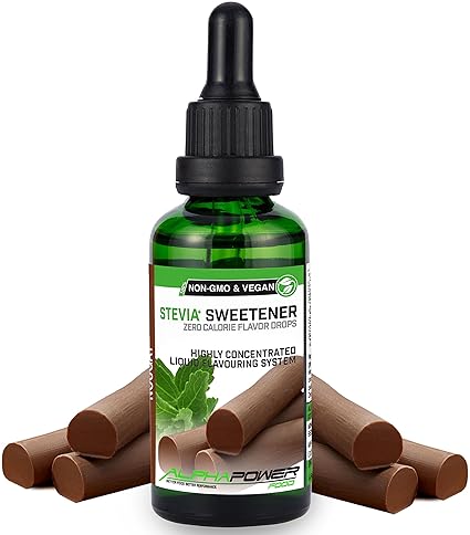 ALPHAPOWER FOOD® Stevia Flavour Drops, Vegan, flüssig - liquid 1x50ml Aroma Nougat, Lebensmittel flavor Konzentrat & Geschmac