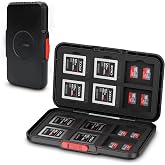 Kiorafoto Slim 36 Slot Memory Card Case Holder for 12 XQD CFB &amp; 24 TF Cards | Pop Up Style Open,Portable Memory Card Wallet Box for 12 XQD Cfexpress Type-B &amp; 24 MicroSD MSD TF Cards,w EVA Foam Interior