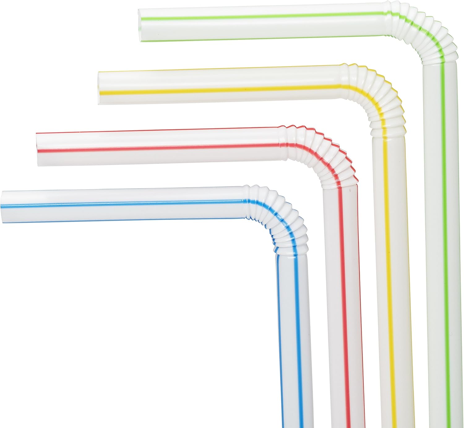 Flexible Plastic Straws 200 Pack - Striped Multi Colored BPA-Free Disposable Bendy Straw 8" Long, Assorted - by DuraHome (200 Pack): Health & Personal Care
