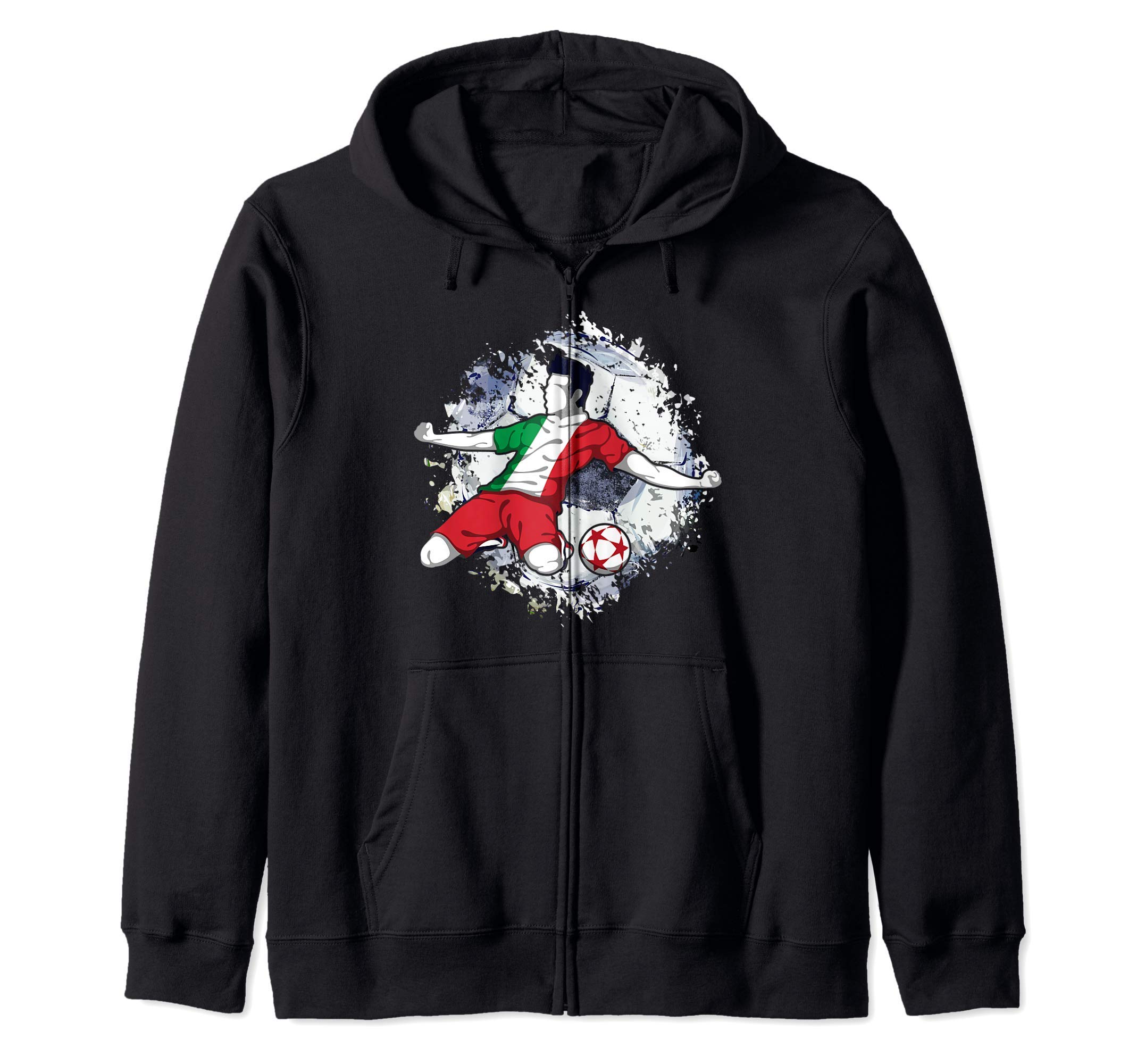 Italy Soccer Italian National Flag Proud Football Striker Zip Hoodie