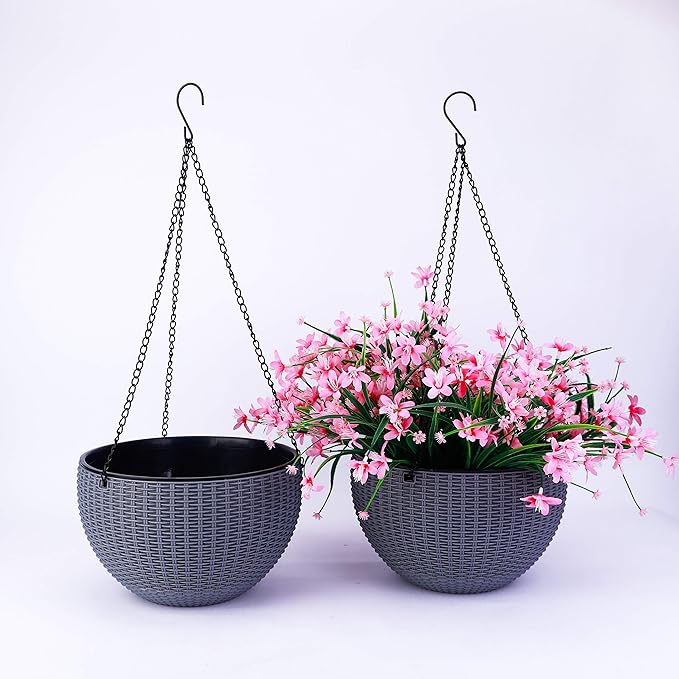 2Pack 10 Inches Grey Self Watering Absorption Plastic