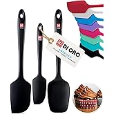 DI ORO Silicone Spatula Set - Rubber Kitchen Spatulas for Baking, Cooking, & Mixing - 600°F Heat-Resistant & BPA Free Silicone Scraper Spatulas for Nonstick Cookware - Dishwasher Safe (3pc, Black)