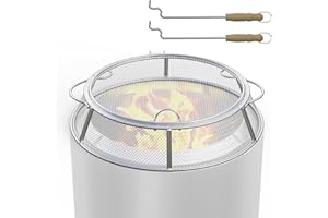 SafBbcue Fire Pit Spark Screen for Solo Stove Bonfire Shield Accessories, Stainless Steel Fire Pit Protector Mesh Screen for Solo Stove Bonfire Screen Cover, Round Spark Screen with Removal Tools