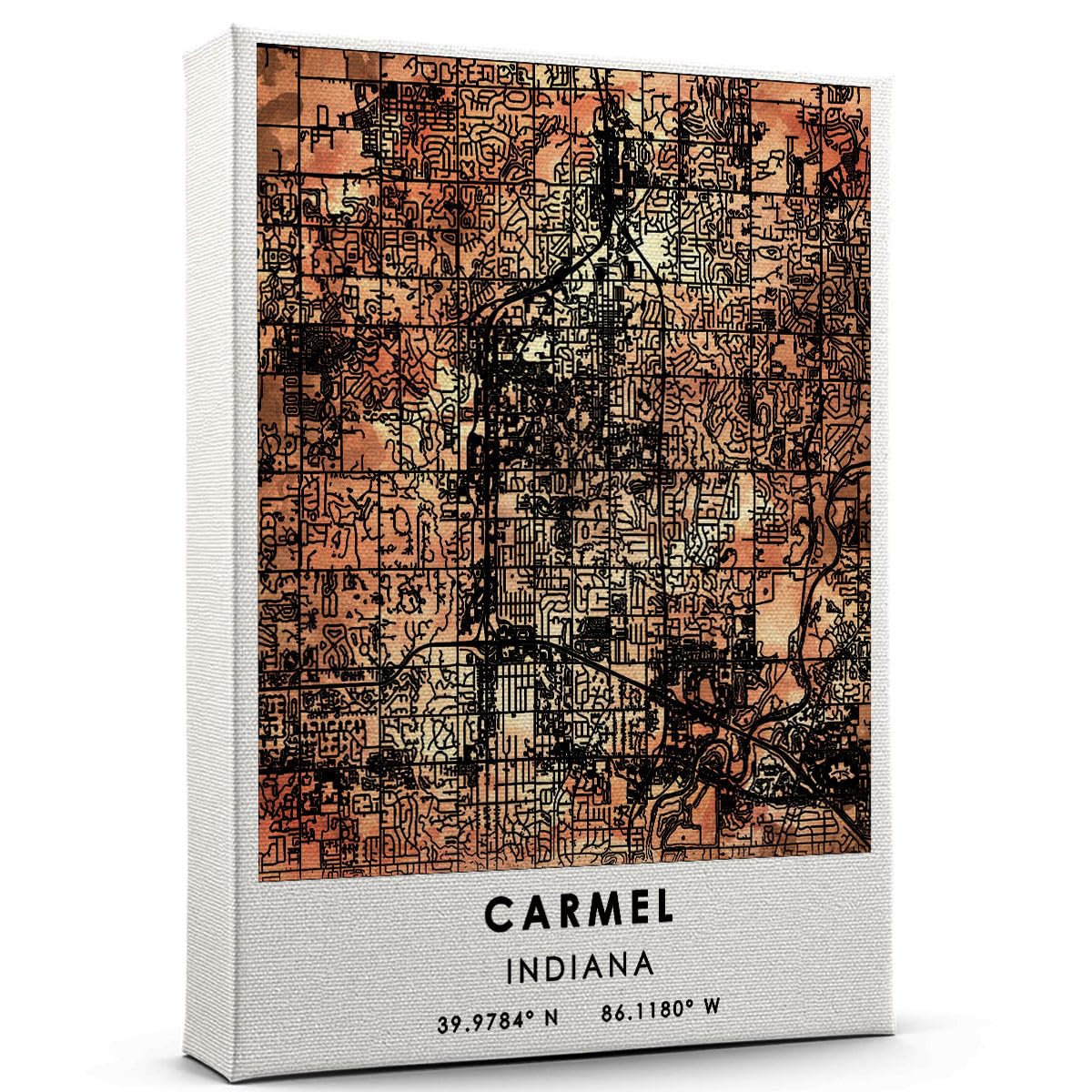 Carmel Map Poster, Indiana Map Art Poster, Map