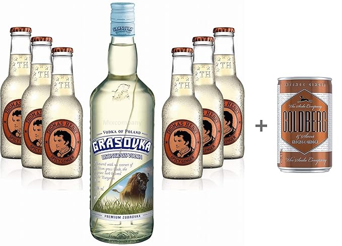 Moscow Mule Set - Grasovka Vodka 1L (40% Vol) + 6x Thomas Henry Spicy Ginger 200ml - Inkl. Pfand MEHRWEG