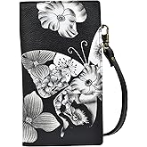 Anna by Anuchka Women's Hand-Painted Genuine Leather Phone Wallet Organizer Crossbody