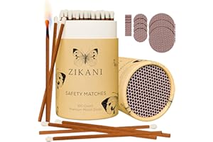 ZIKANI Espresso Stick White Tip Fancy Matches 4" Match Refill and Striker 100 Long Matches Short Matches Wooden Matches Bulk Decorative Matchsticks for Cloche Jar Box Fireplace - Striker Pad Included