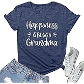 YITAN Women Happiness is Being Printed Graphic Tee Tops