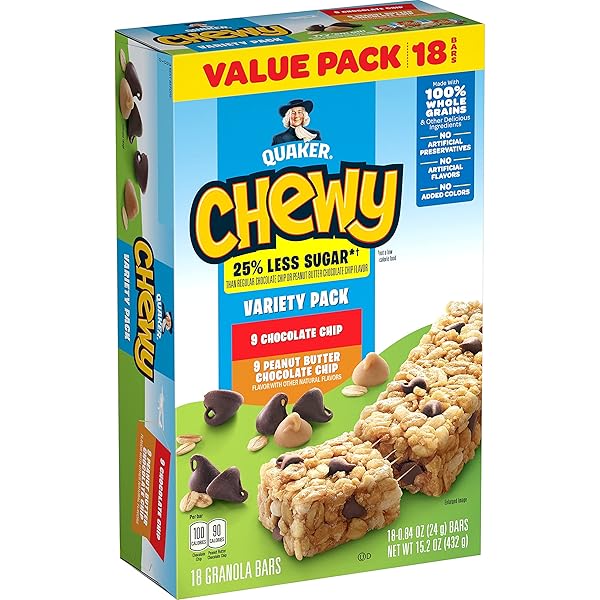 QUAKER CHEWY GRANOLA BARS, 25% LESS SUGAR, 2...
