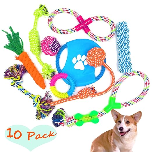 Hundespielzeug Kauspielzeug Interaktives Spielzeug Baumwollknoten Spielset für Hunde Welpen - 10 Teile