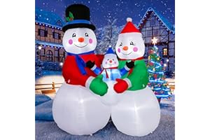 TOROKOM 6FT Christmas Inflatables Decorations Snowman Outdoor Decorations with Build-in LED Lights, A Family of Three Snowmen