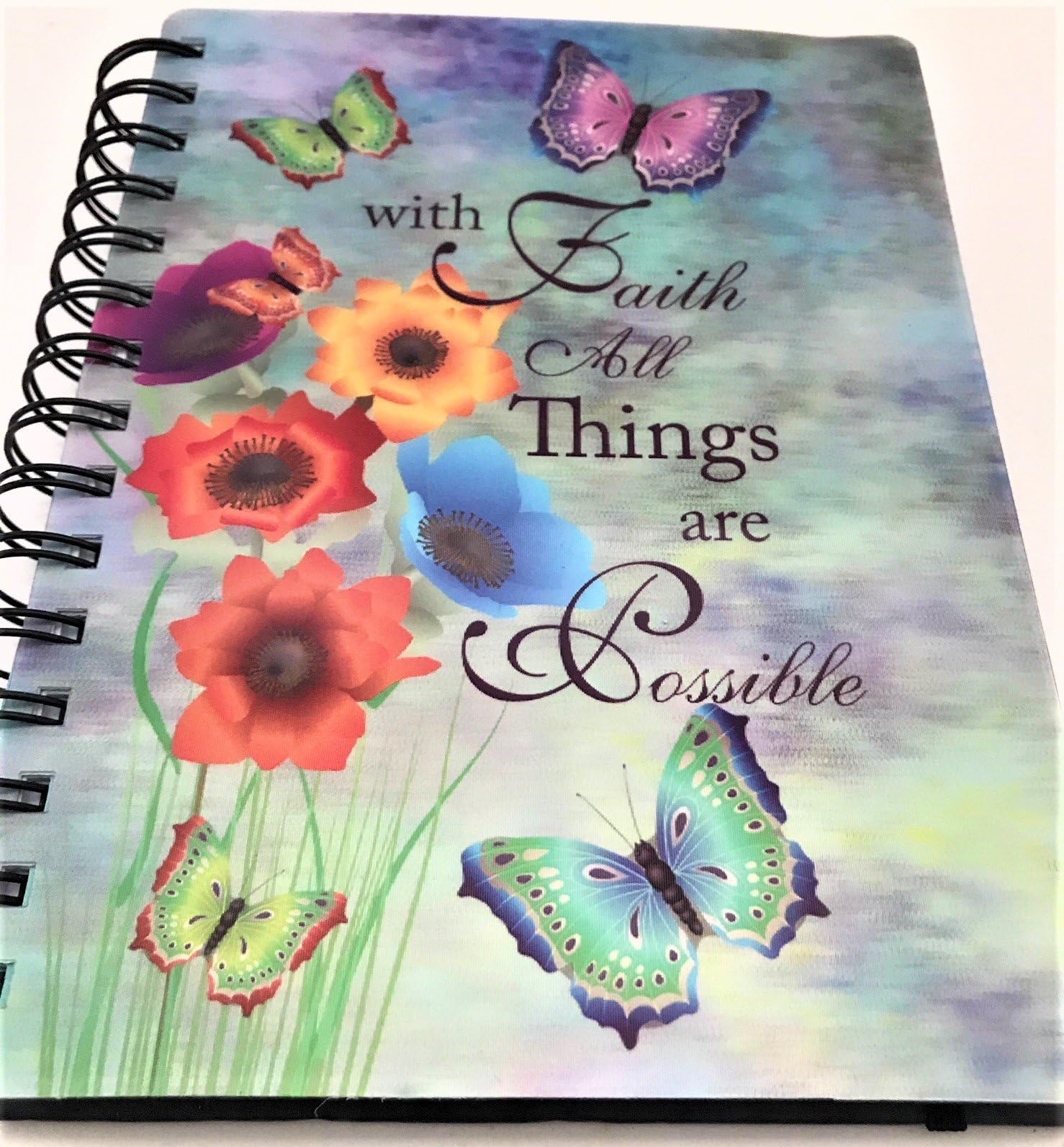 With Faith All Things are Possible, Lenticular 3D Butterflies + Blossoms Theme SUBJECT JOURNAL NOTEBOOK