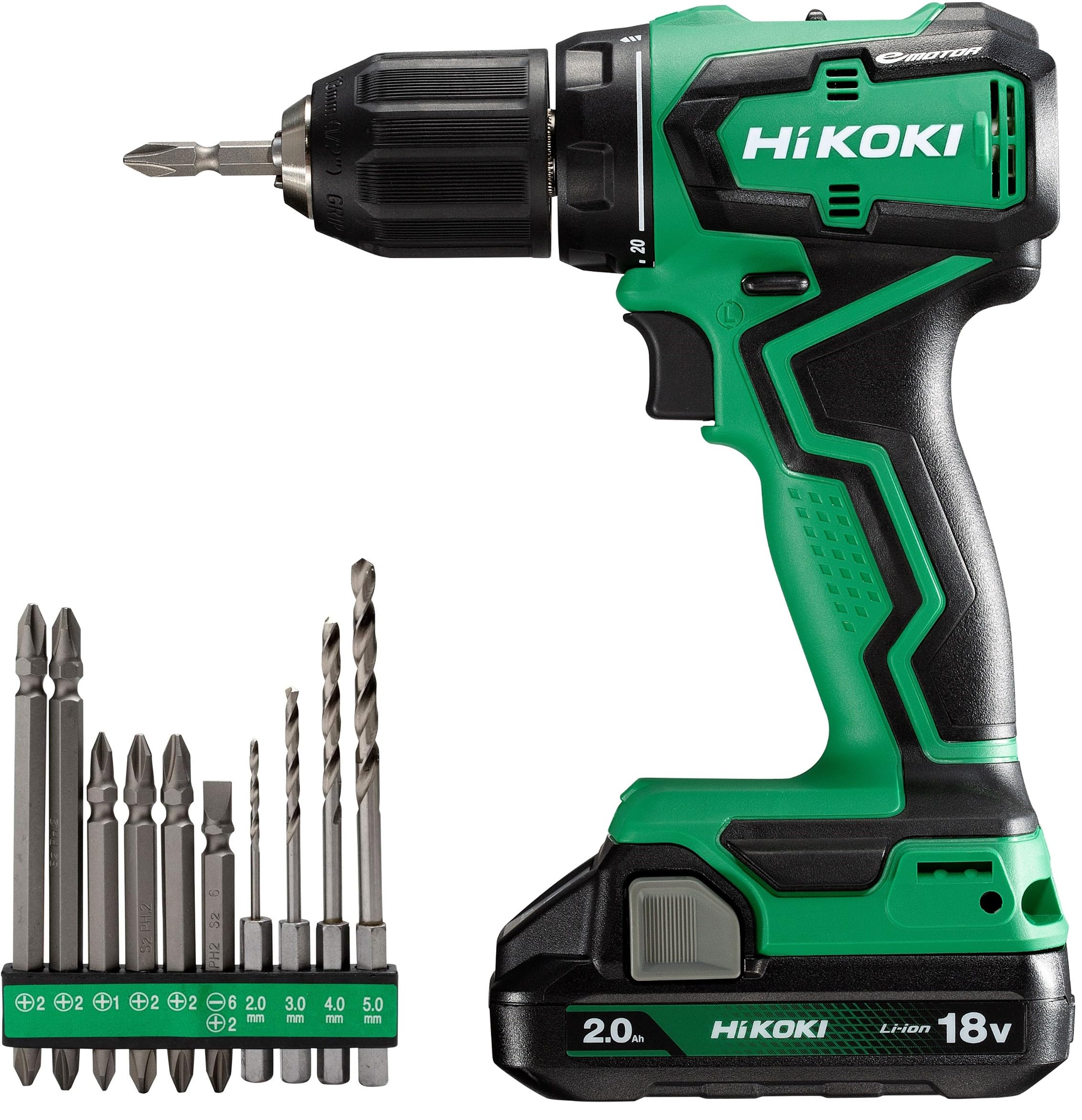 HiKOKI DS18DD (2BG) 18 V Rechargeable Driver Drill + Bit Set of 10