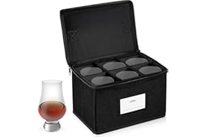 Lukeline Storage Box for Glencairn Whisky Glass, Stackable Whiskey Glasses Holder with 6 Compartments, Whiskey Glass Carrying