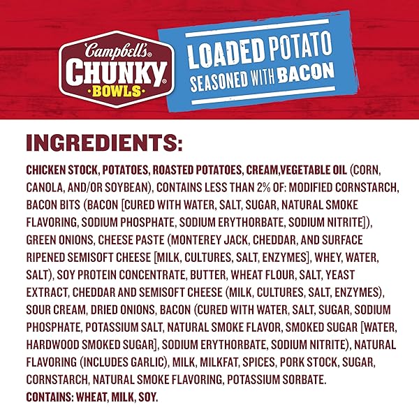 CAMPBELL’S CHUNKY SOUP, LOADED POTATO SEASONED WITH BACON, 15.25 OZ MICROWAVABLE BOWL