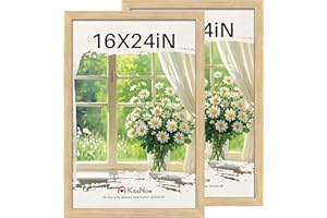 KissNow 16x24 Poster Frame 2 Pack, Natural Oak Wood Picture Frame with Polished Plexiglass, Wall Hanging