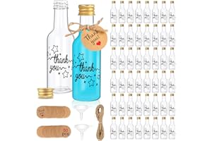 AerWo 50 Pack Mini Liquor Bottles,1.8oz/50ml Airtight Plastic Alcohol Bottles with Caps for Wine Incould Funnels, Tags, and Ropes, Patron Bottles Empty for Drinks Party