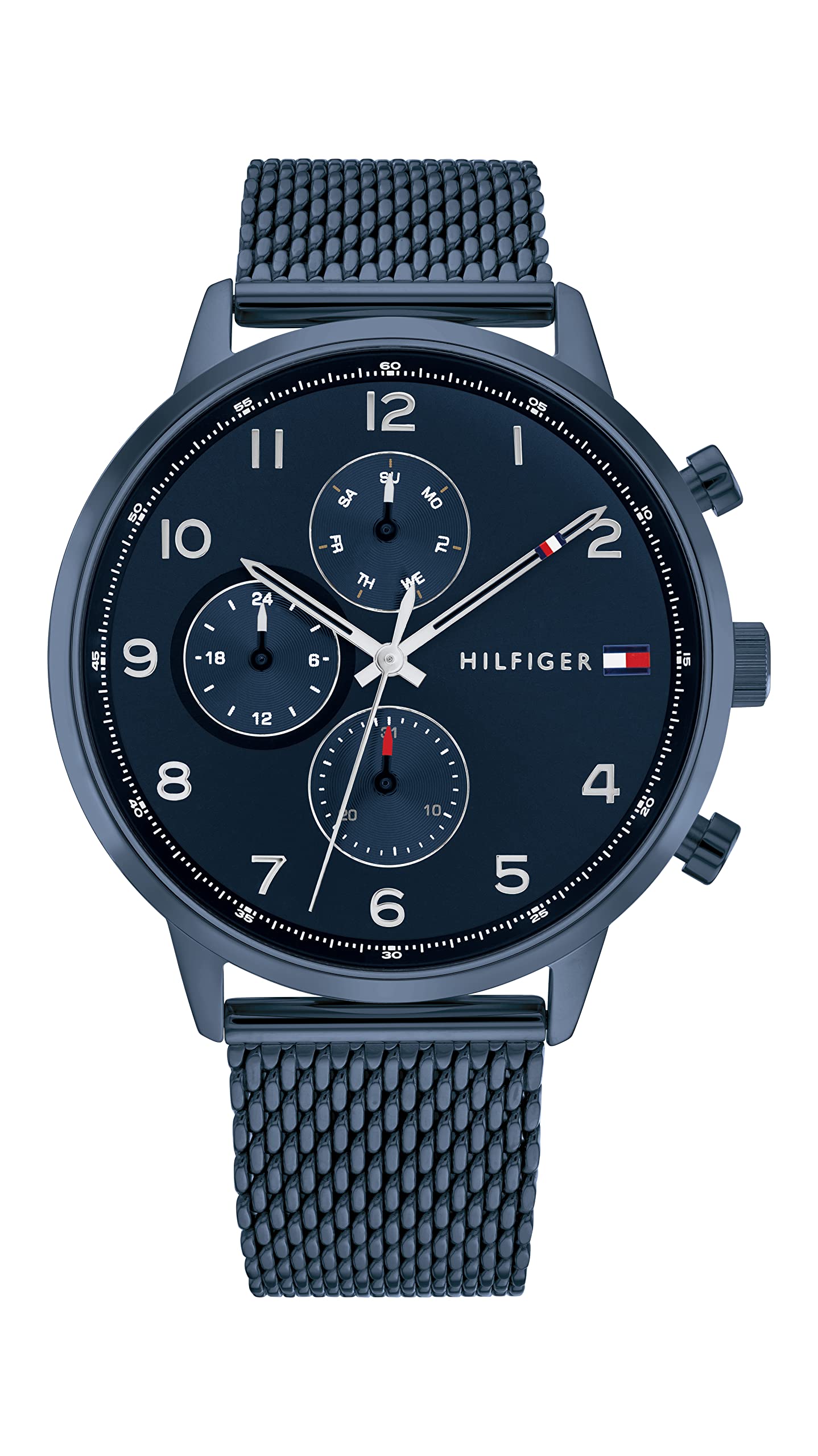 Tommy Hilfiger Analogue Multifunction Quartz Watch for Men with Blue Stainless Steel Mesh Bracelet - 1791990