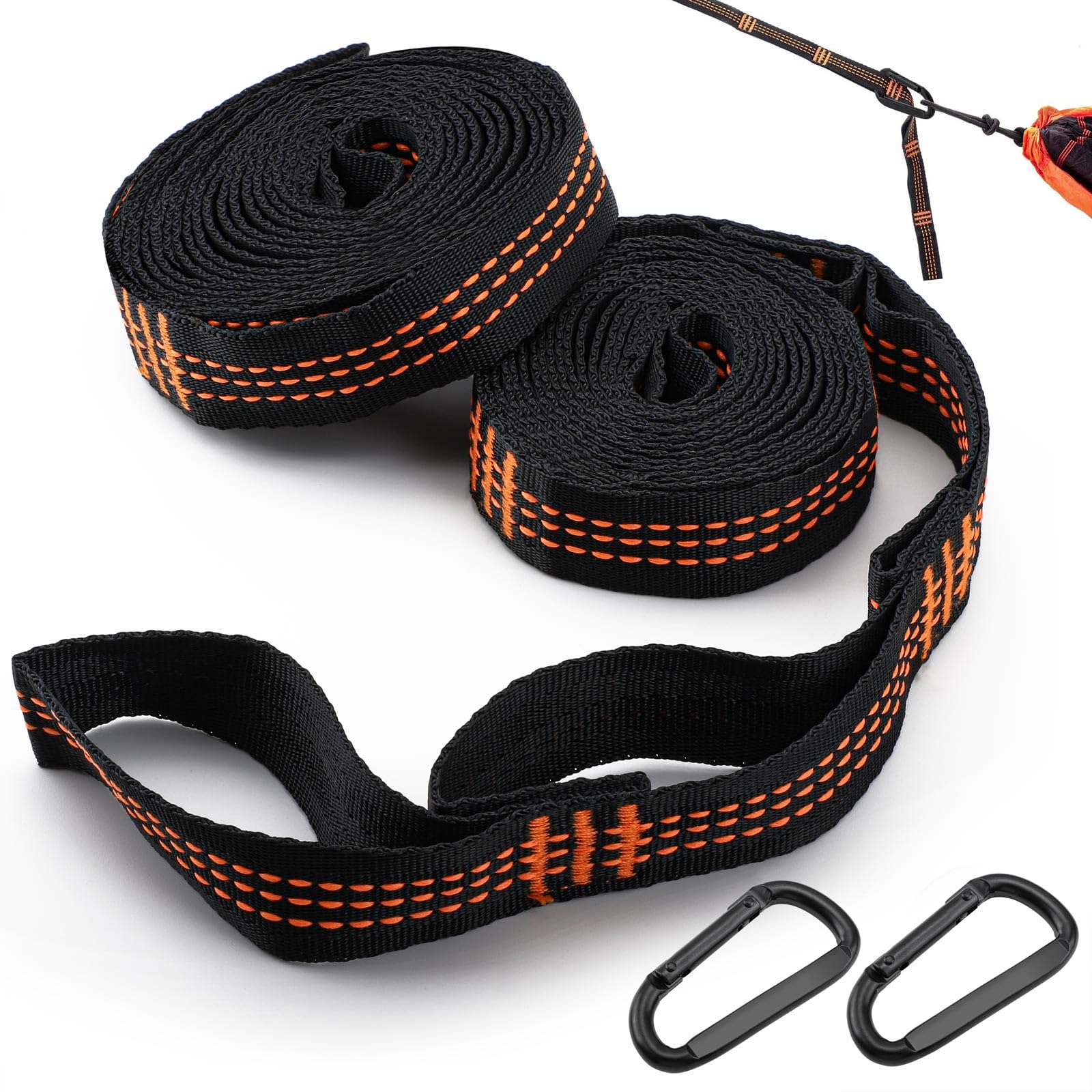 MOERDIFFER 2pcs Hammock Straps, 2m Tree Swing Straps, Hammock Straps Maximum Load 200kg, Hanging Accessories for Camping Hammock for Garden Outdoor Travel Orange