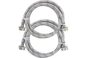 Jmlwlzx Washing Machine Hoses, Universal Premium Stainless Steel 4 Ft Washer Hoses with Burst-Proof Design, Hot and Cold Water Supply Hoses for All Washing Machines-2 Pack