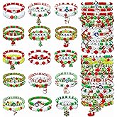 yesaior 30 Pcs Festive Bracelets Set Colorful Friendship Adjustable Clay Festive Beaded Bulk Women's Clay Surfer Heishi Bracelet for Women Gift Party Supplies