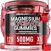 Magnesium Glycinate Gummies for Adults 500mg – 120 Gummies Sugar Free Calm & Sleep Support Gummy Supplement with Ashwagandha,