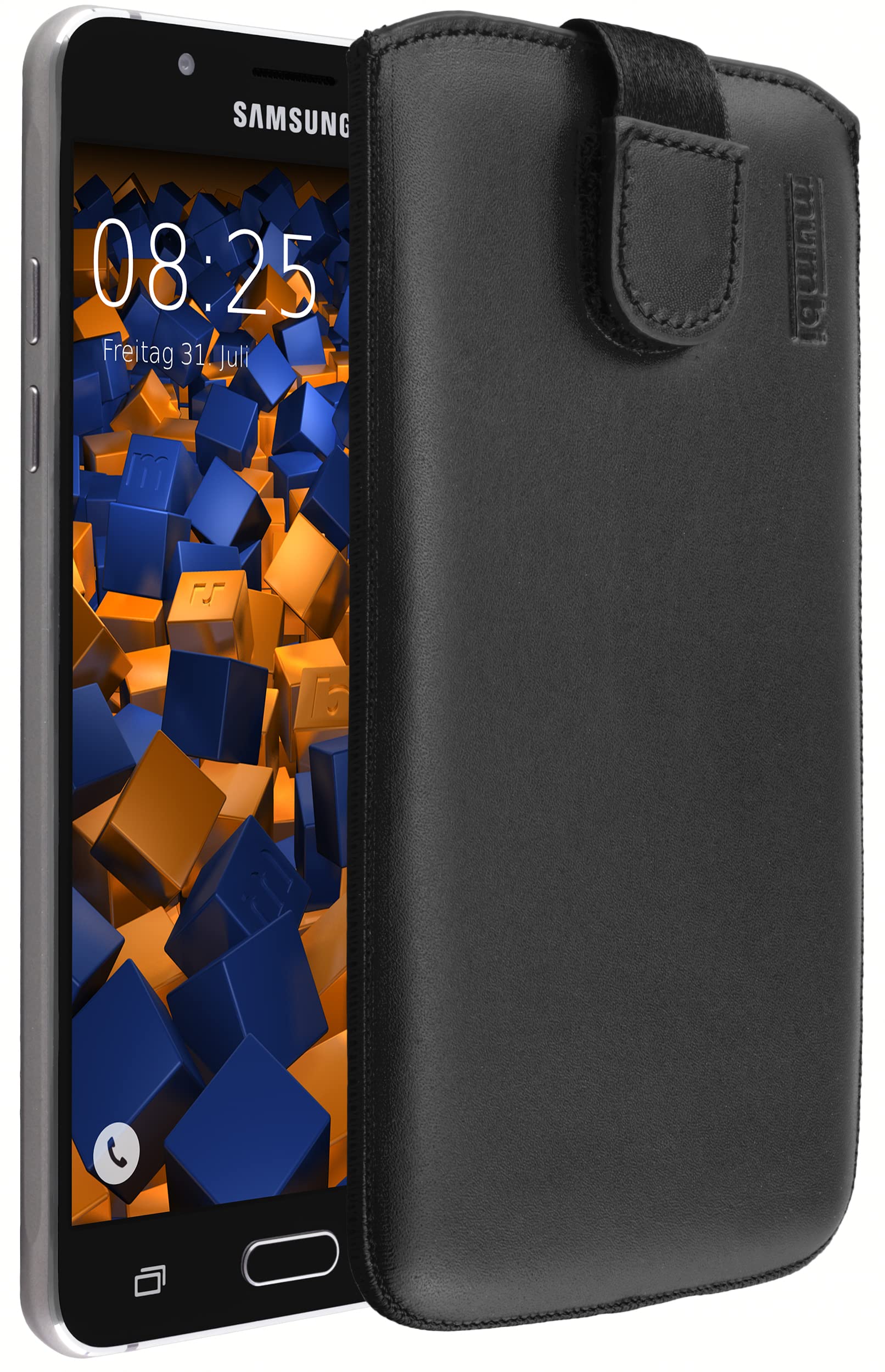 mumbi Real Leather Pouch With Flap And Pull-Up Strap for Samsung Galaxy