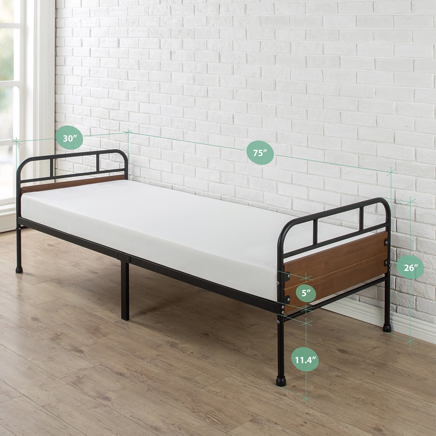 Zinus 30 Inch Wide Santa Fe Daybed Frame with Mattress Set 841550219418
