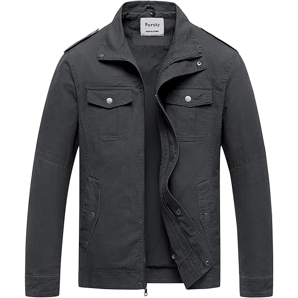 HZCX FASHION Men's Casual Cotton Twilled Zip Up Military Outdoor