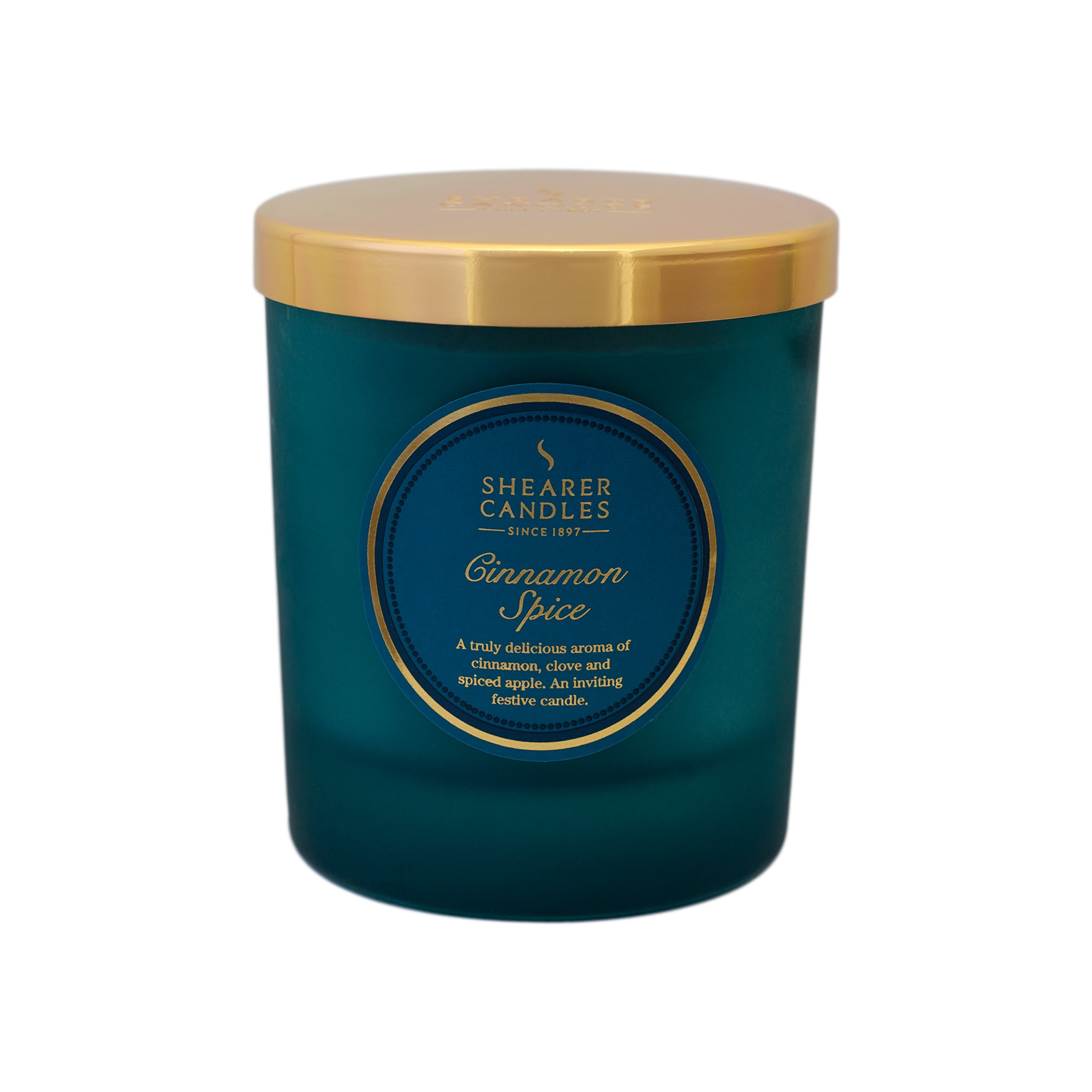 Shearer Candles "Cinnamon Spice Scented Jar Candle with Lid, Teal
