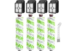 Dhoua Replacement Parts for Bissell CrossWave Pet Pro 2306A & CrossWave 1785 Series, 4 Pack Multi-Surface Pet Pro Brush Rolls + 4 Pack 1866 Vacuum Filters, Compare to Part 1613568&161-3568, 1608684