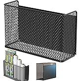 Buyyyit Magnetic Basket Fridge Lint Bin Dryer Ball Holder Laundry Room Organization Home Storage for Class Office School (Mesh，(1-Pack) Black/L)