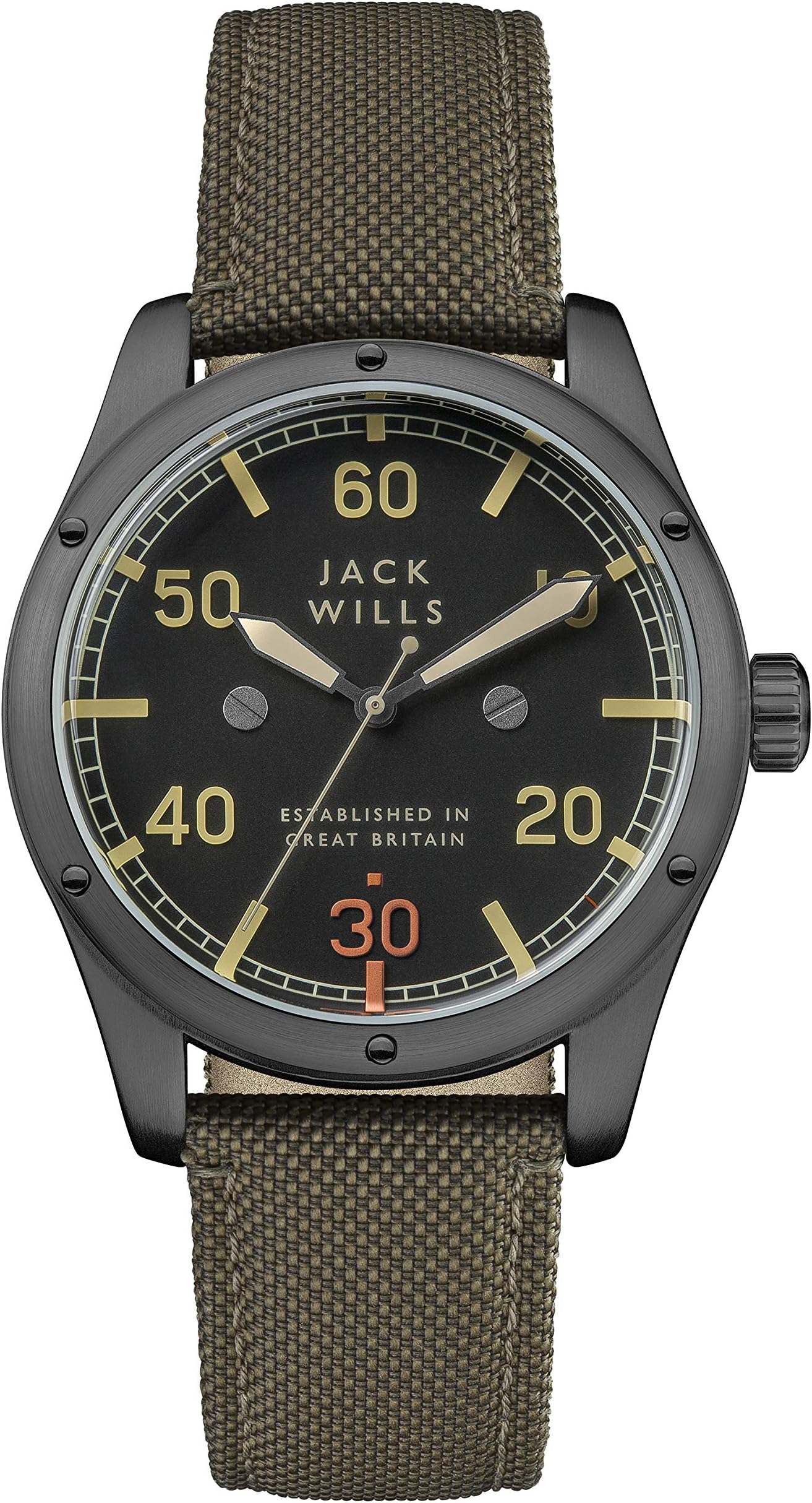 Jack WillsMens Analogue Classic Quartz Watch with Leather Strap JW012GRGN