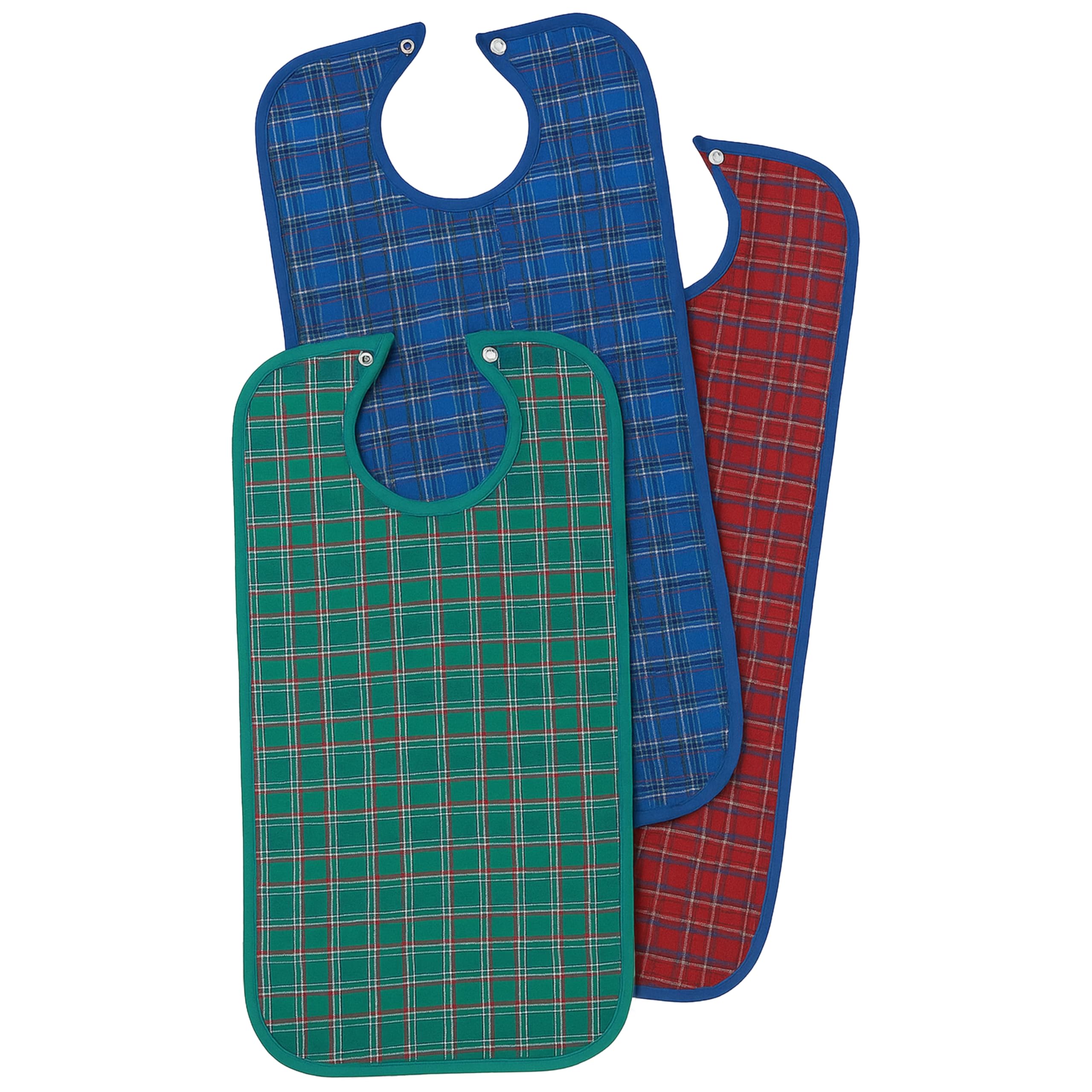 Homecraft Everyday Bib – Waterproof Adult Mealtime Clothing Protector – Washable Dining Apron for Elderly or Disabled Users – Small Size, Blue, Plaid Pattern