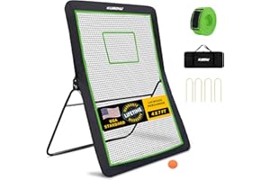 KuiBonu Lacrosse Rebounder, 4x7ft Volleyball Rebounder Net with 5 Bounce Back Angles, Neon Target and Lacrosse Ball, Rebounder for Volleyball Lacrosse Baseball and Soccer Practice