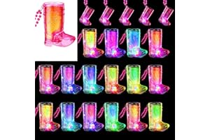 JTWKING Cowgirl Boot Shot Glasses Set of 24 Light Up Plastic Shot Glasses Western Party Decorations Cowboy Shot Glasses Set with Necklace Party Cups for Party Favors Adults Bachelorette Birthday Carnival